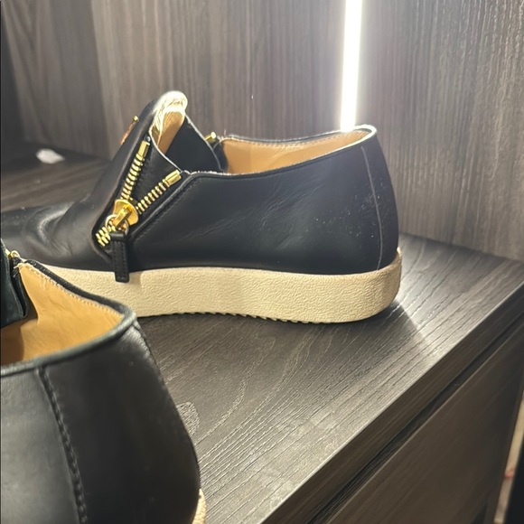 Giuseppe Zanotti Black and Gold Leather Loafers main image 7